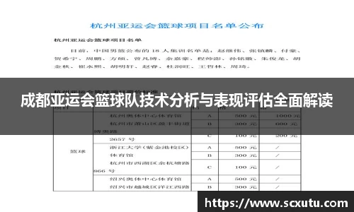 成都亚运会篮球队技术分析与表现评估全面解读
